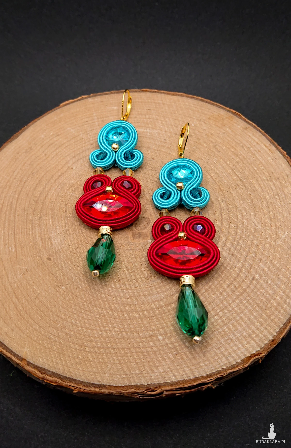 KOLOROWE KOLCZYKI SUTASZ Z KRYSZTAŁKAMI 7